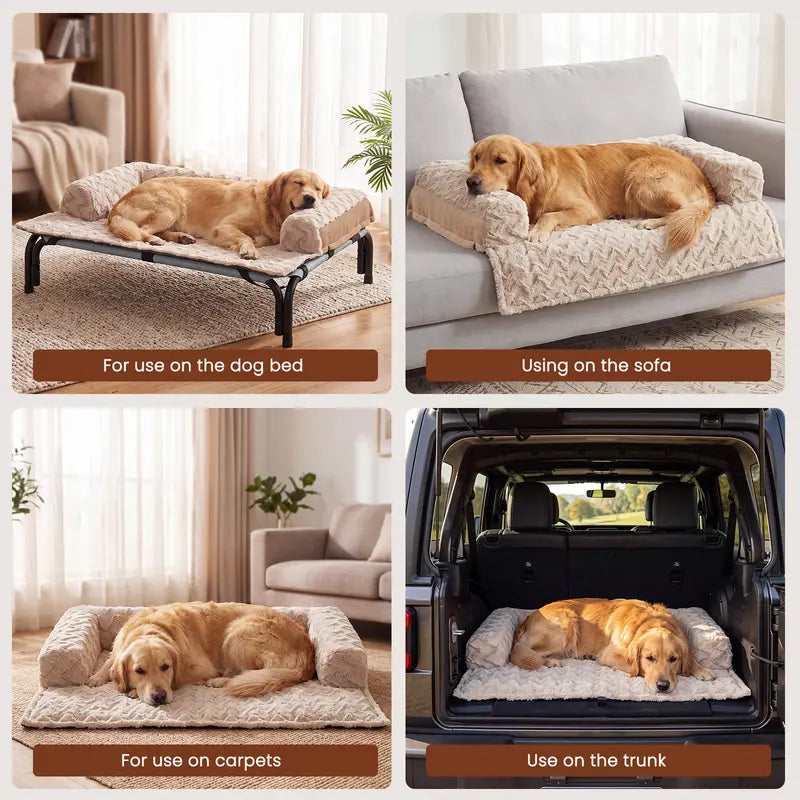 Lomvera™ Elevated Dog Bed for Large Dogs Up to 120 lbs, Breathable Teslin Mesh Pet Cot with Removable Winter Plush Mat, Indoor & Outdoor Use