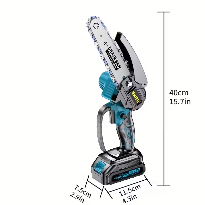 Mini Cordless Chainsaw – Lightweight Handheld Electric Pruning Saw with Safety Lock & Splash Guard, Rechargeable Battery Powered Tree & Branch Cutter for Garden, Yard & Home