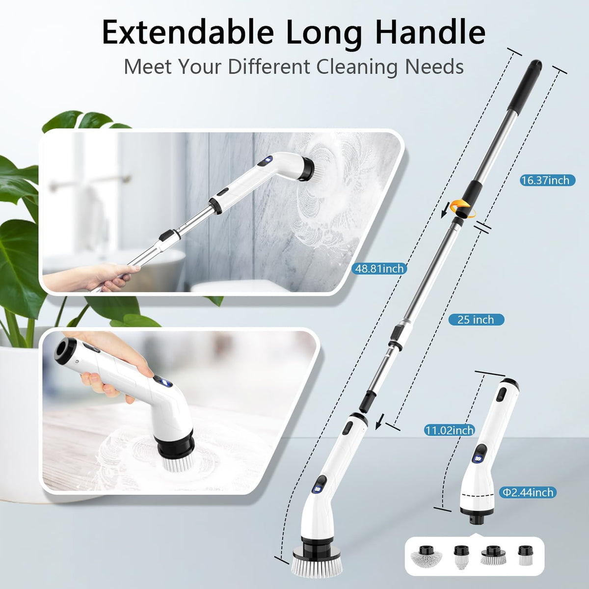 Cordless Electric Spin Scrubber – Powerful Multi-Surface Cleaning Brush for Bathroom, Kitchen, Tile & Home