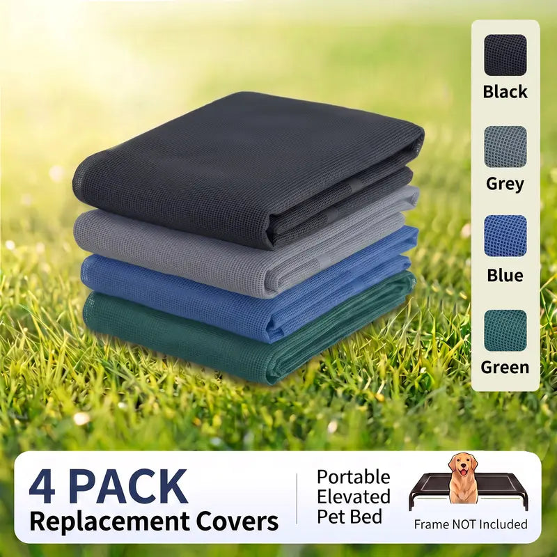 Lomvera™ Elevated Dog Bed for Large Dogs Up to 120 lbs, Breathable Teslin Mesh Pet Cot with Removable Winter Plush Mat, Indoor & Outdoor Use