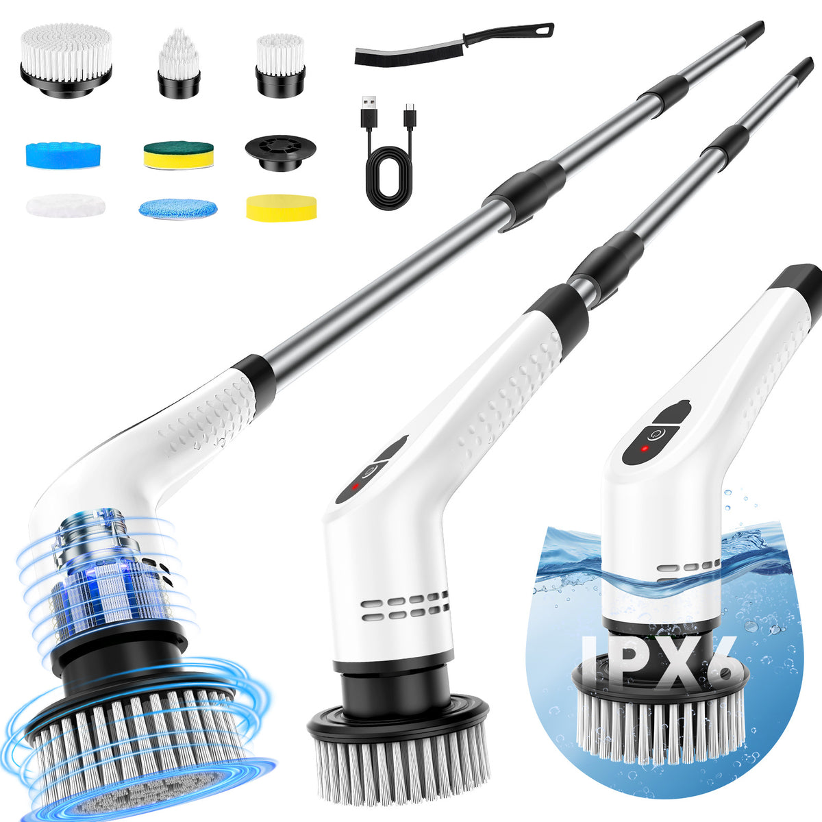 Electric Spin Scrubber with Telescopic Handle – Cordless & Rechargeable
