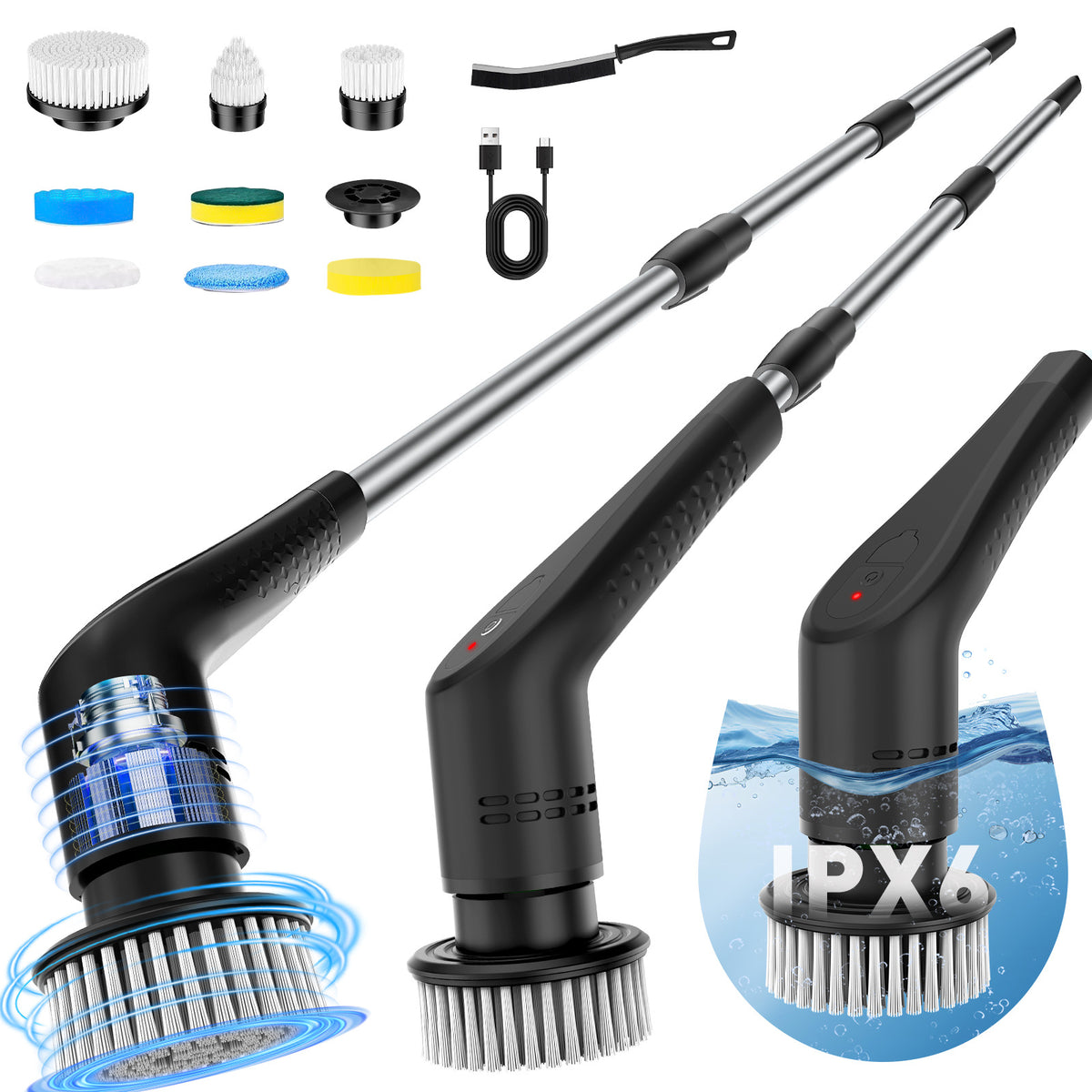 Electric Spin Scrubber with Telescopic Handle – Cordless & Rechargeable