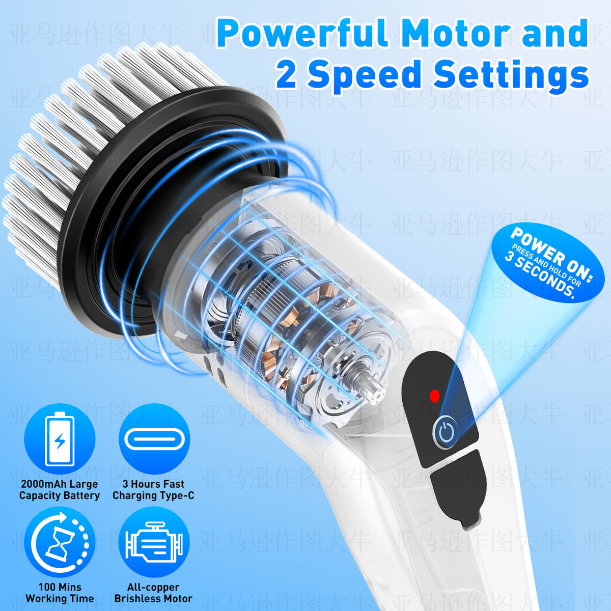 Electric Spin Scrubber with Telescopic Handle – Cordless & Rechargeable