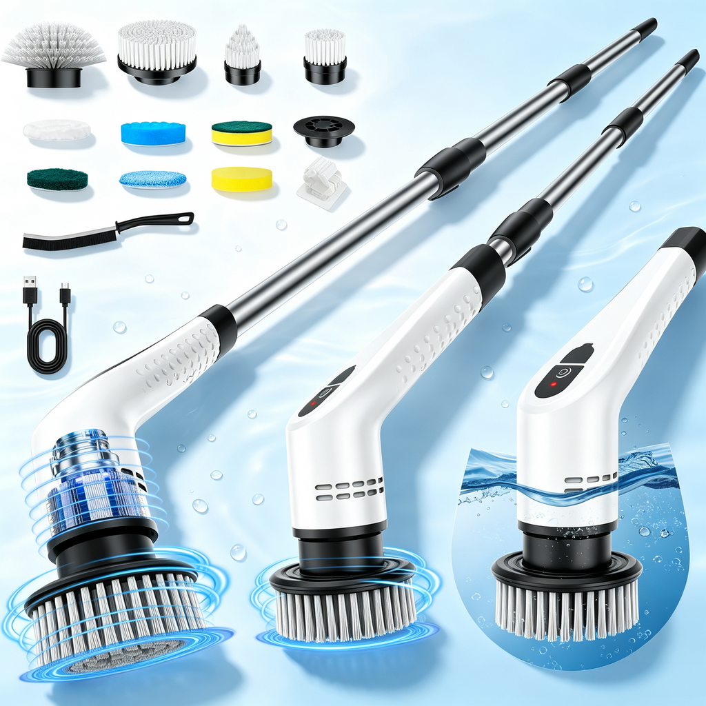 Electric Spin Scrubber with Telescopic Handle – Cordless & Rechargeable